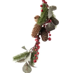 Kremmerhuset Girlander med kongle og røde bær| Kunstige Blomster|Juletrær Og Julegrønt