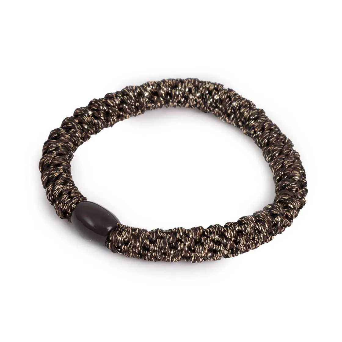 Kremmerhuset Hårstrikk Glitter sort/gull m/sort perle| Hårstrikk