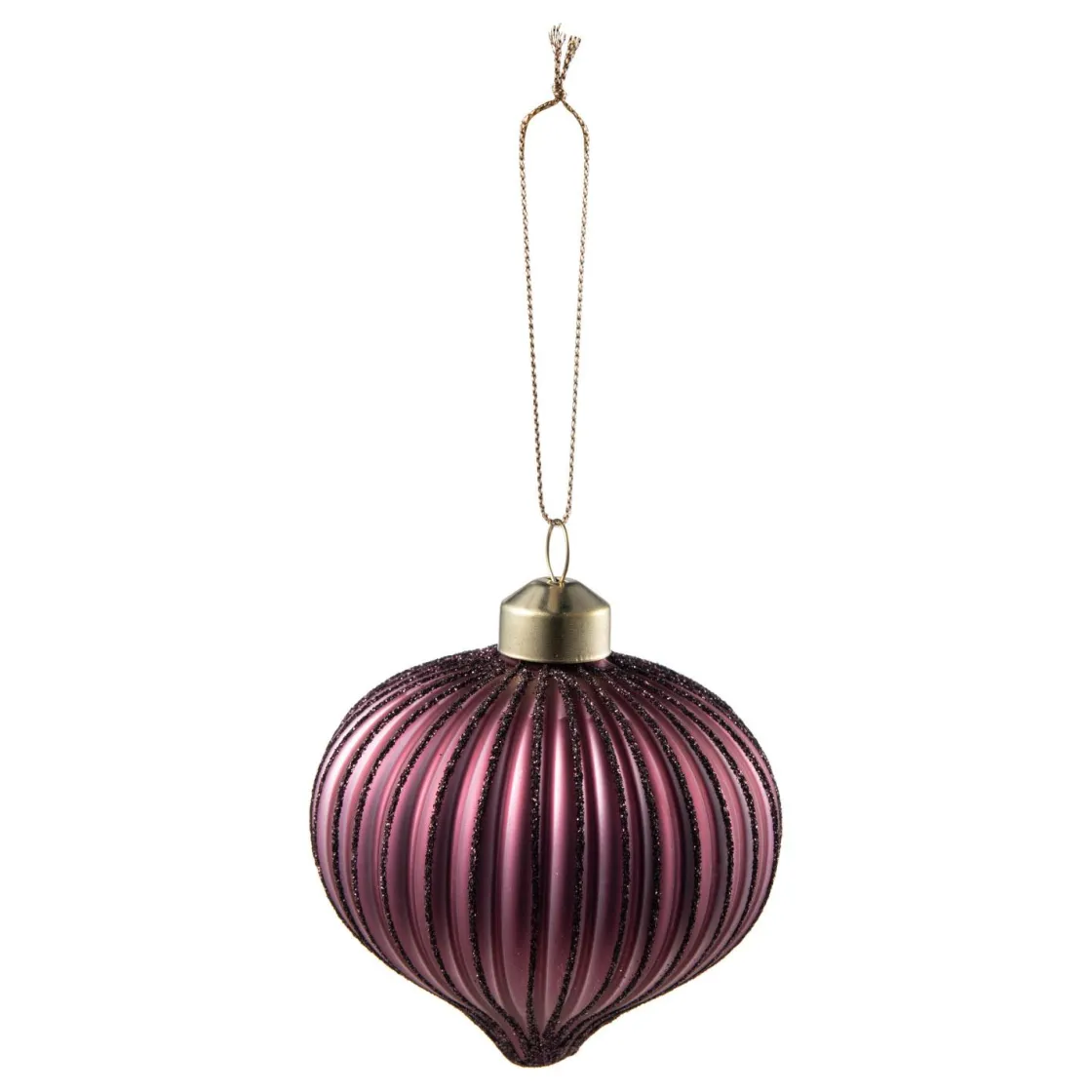 Kremmerhuset Julekule Dråpe rille burgunder| Julekuler