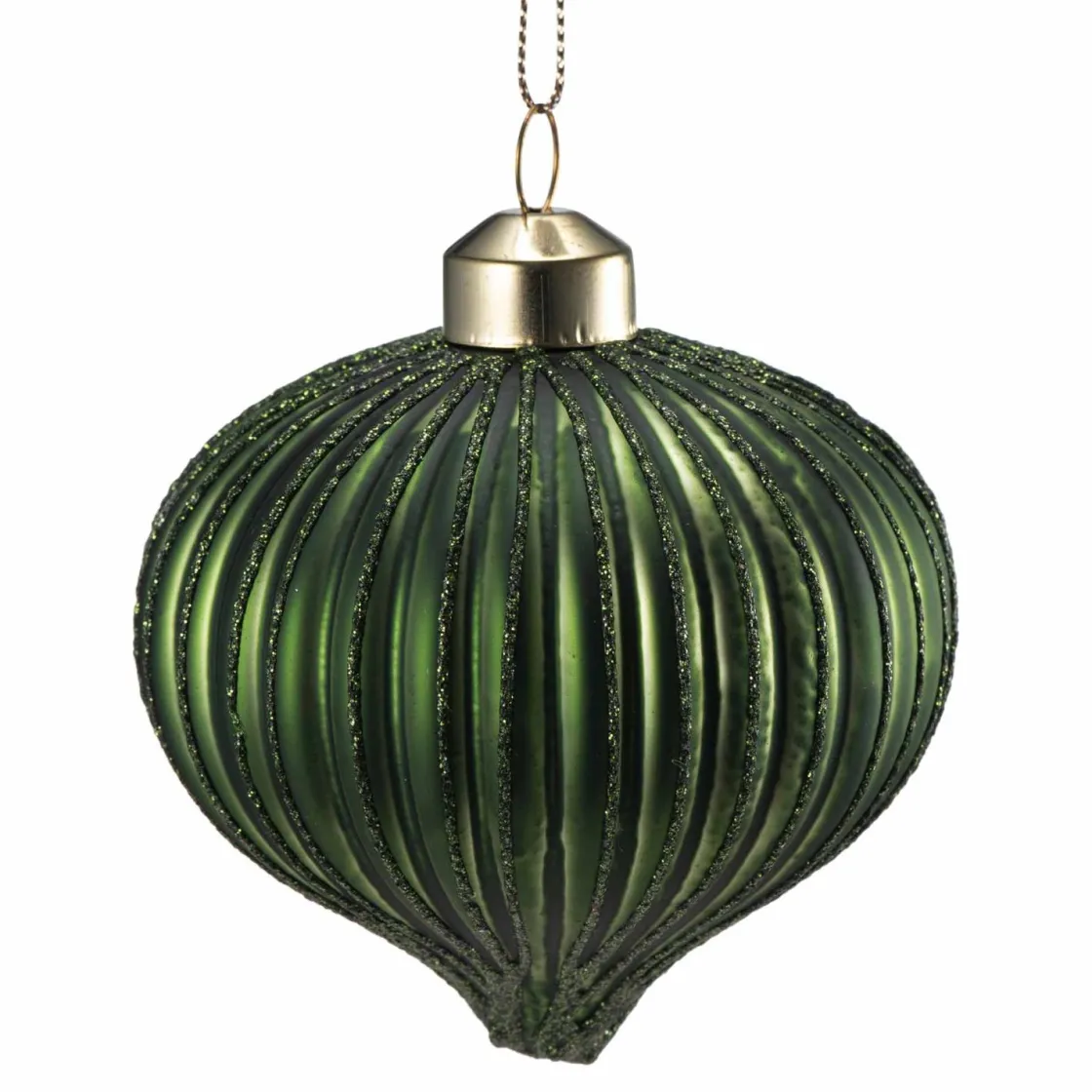 Kremmerhuset Julekule dråpe rille grønn| Julekuler