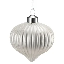 Kremmerhuset Julekule dråpe rille hvit| Julekuler