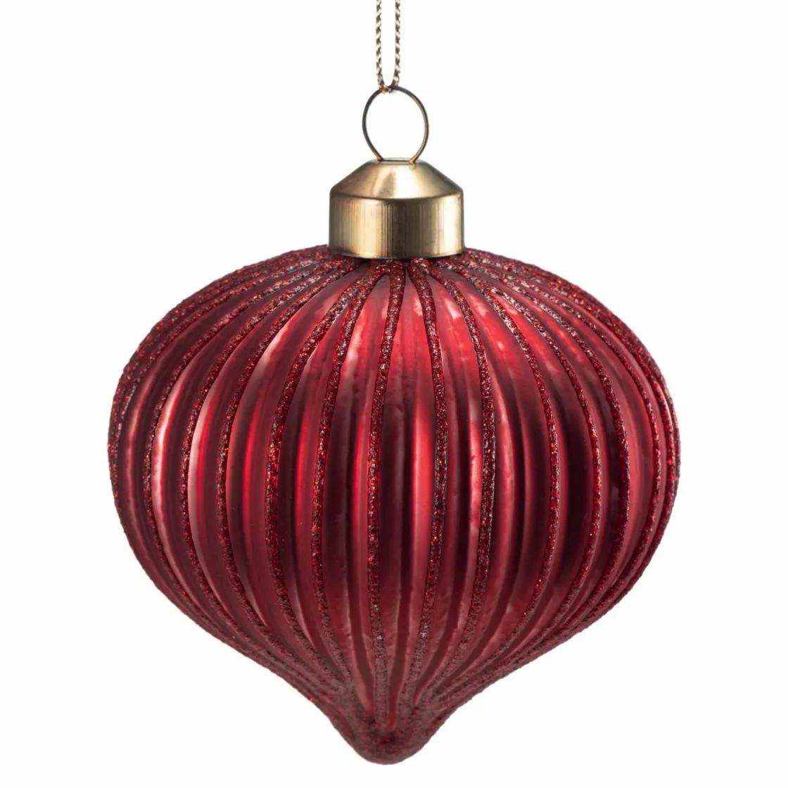 Kremmerhuset Julekule dråpe rille rød| Julekuler