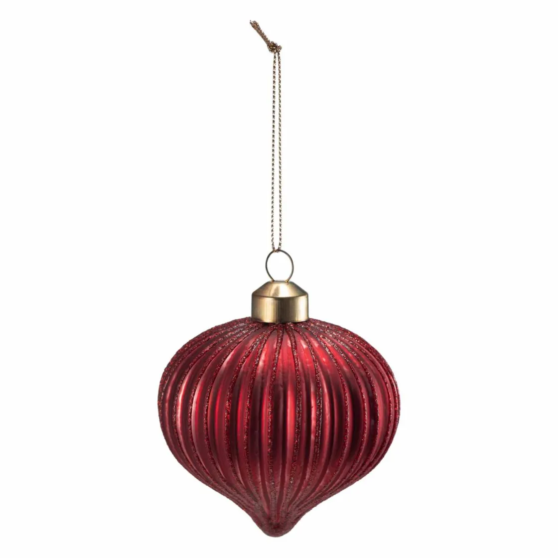 Kremmerhuset Julekule dråpe rille rød| Julekuler