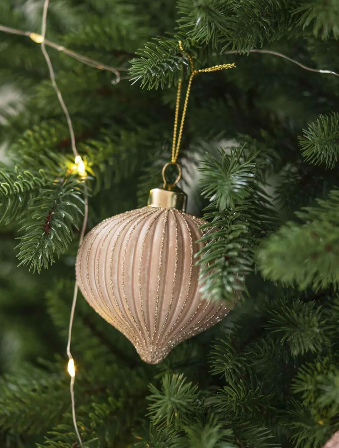 Kremmerhuset Julekule dråpe rille rosa| Julekuler