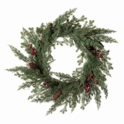 Kremmerhuset Krans med røde bær 60cm| Kunstige Blomster|Juletrær Og Julegrønt