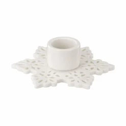 Kremmerhuset Kronelysestake Snøflak 2,7 cm hvit| Lysestaker|Julelys Og Lysestaker