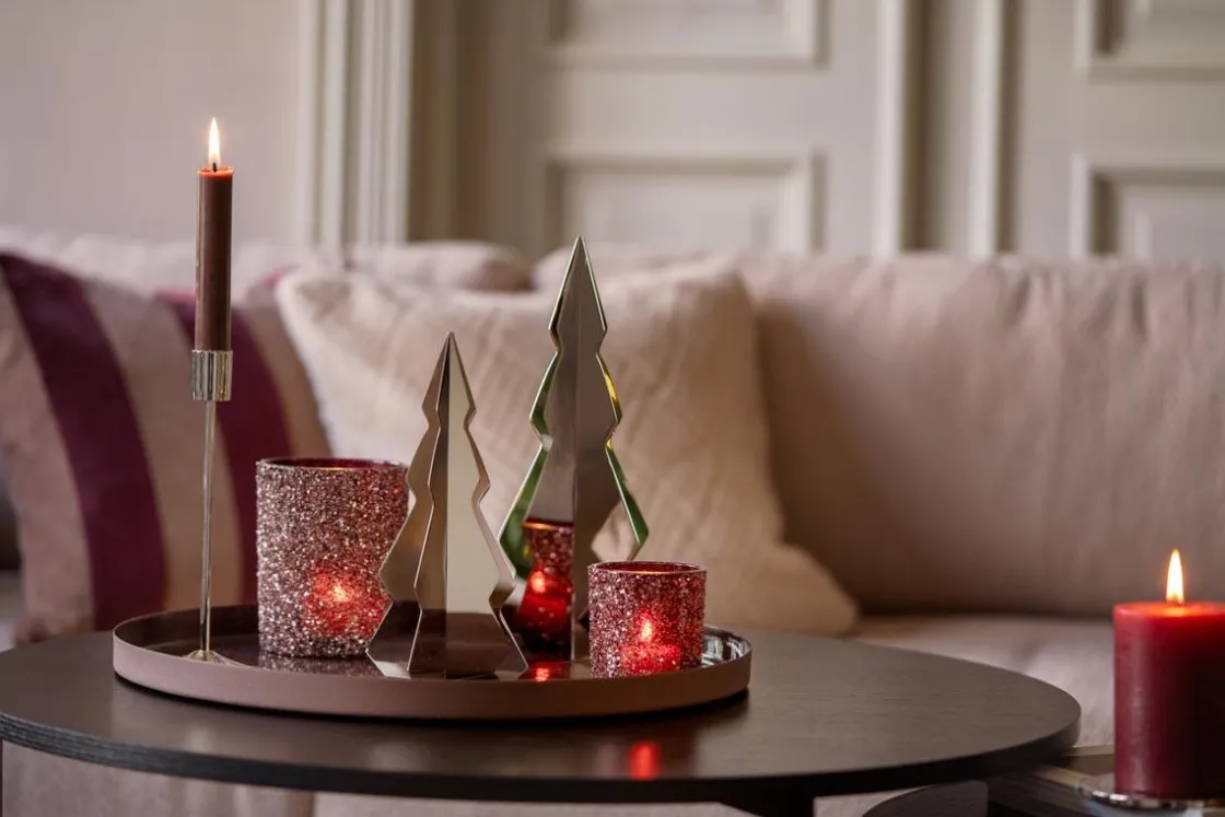 Kremmerhuset Kubbelys rustikk 14 cm julerød| Kubbelys|Julelys Og Lysestaker