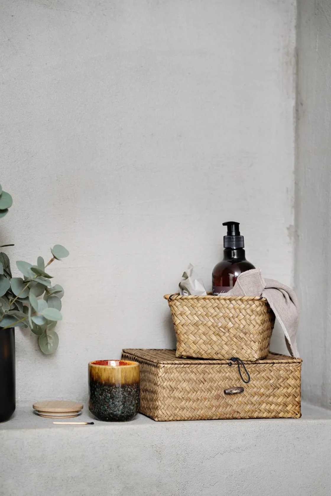 Kremmerhuset Kurv Tage med lokk stor| Oppbevaring Og Kurver|Baderomsartikler