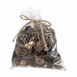 Kremmerhuset Pose med kongler og gulldekor| Pynt|Julepynt