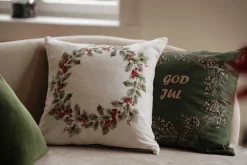 Kremmerhuset Putetrekk God Jul krans 48x48 cm grønn| Putetrekk|Juletekstil