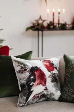 Kremmerhuset Putetrekk velur Dompap skog 48x48cm| Putetrekk|Juletekstil