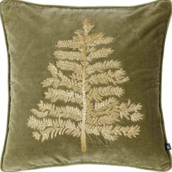 Kremmerhuset Putetrekk velur Gulltre broderi 48x48cm| Putetrekk|Juletekstil