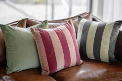 Kremmerhuset Putetrekk velur striper 48x48 cm, grønn| Putetrekk