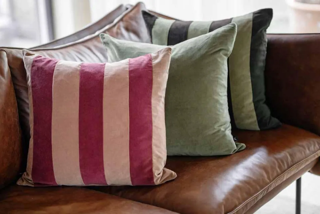 Kremmerhuset Putetrekk velur striper 48x48 cm, burgunder| Putetrekk