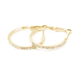 Kremmerhuset Øreringer, 30mm, Cubic Zirconia, Gull| Ørepynt