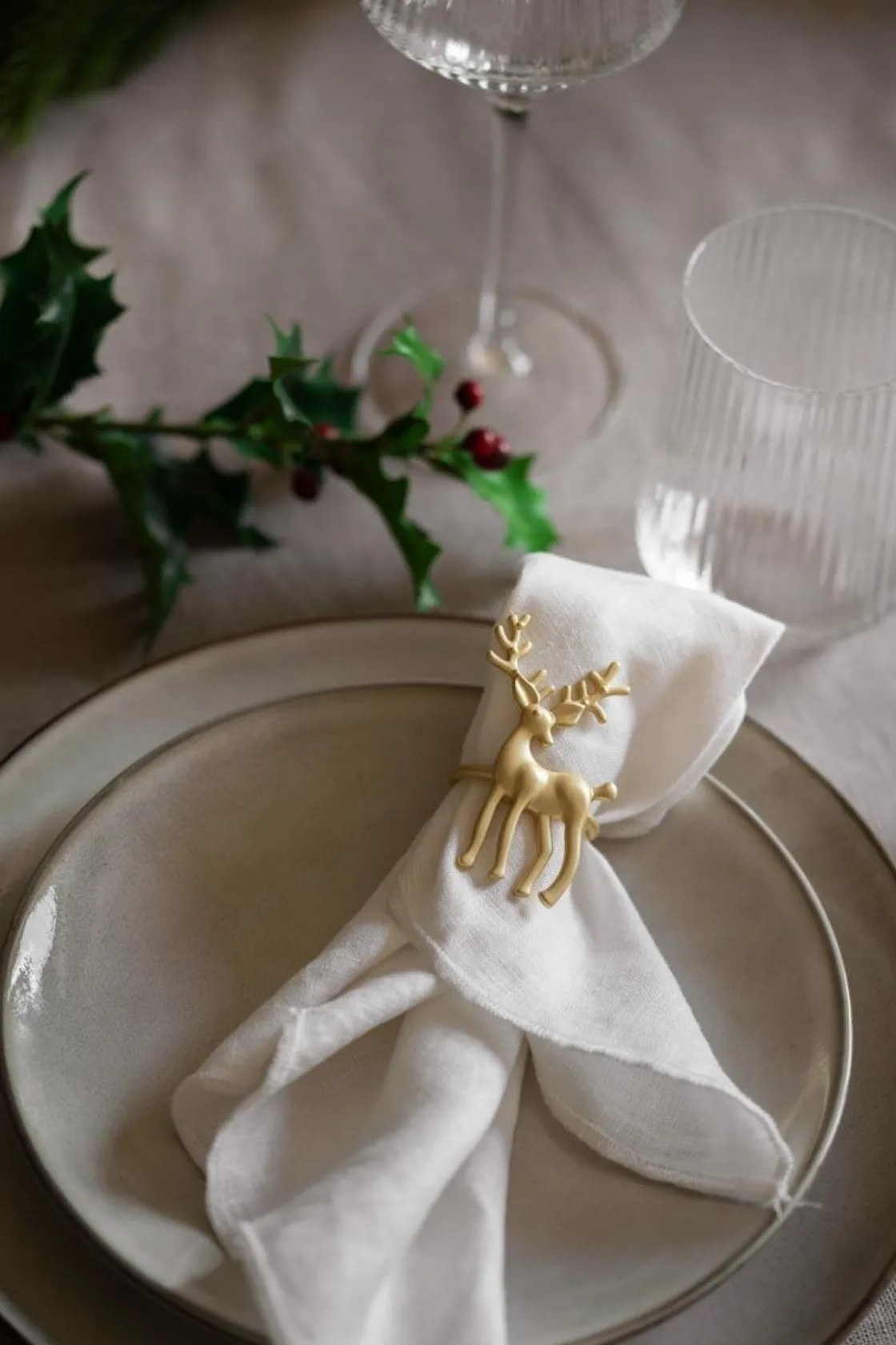 Kremmerhuset Serviettringer 4 pk hjort gull| Servering|Juleservering