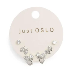 Kremmerhuset Sett med 3 par øredobber, sløyfe, Sølv| Ørepynt