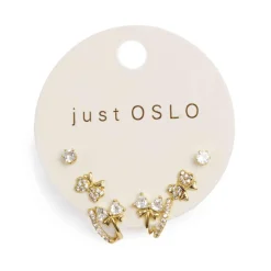 Kremmerhuset Sett med 3 par øredobber, sløyfe, Gull| Ørepynt